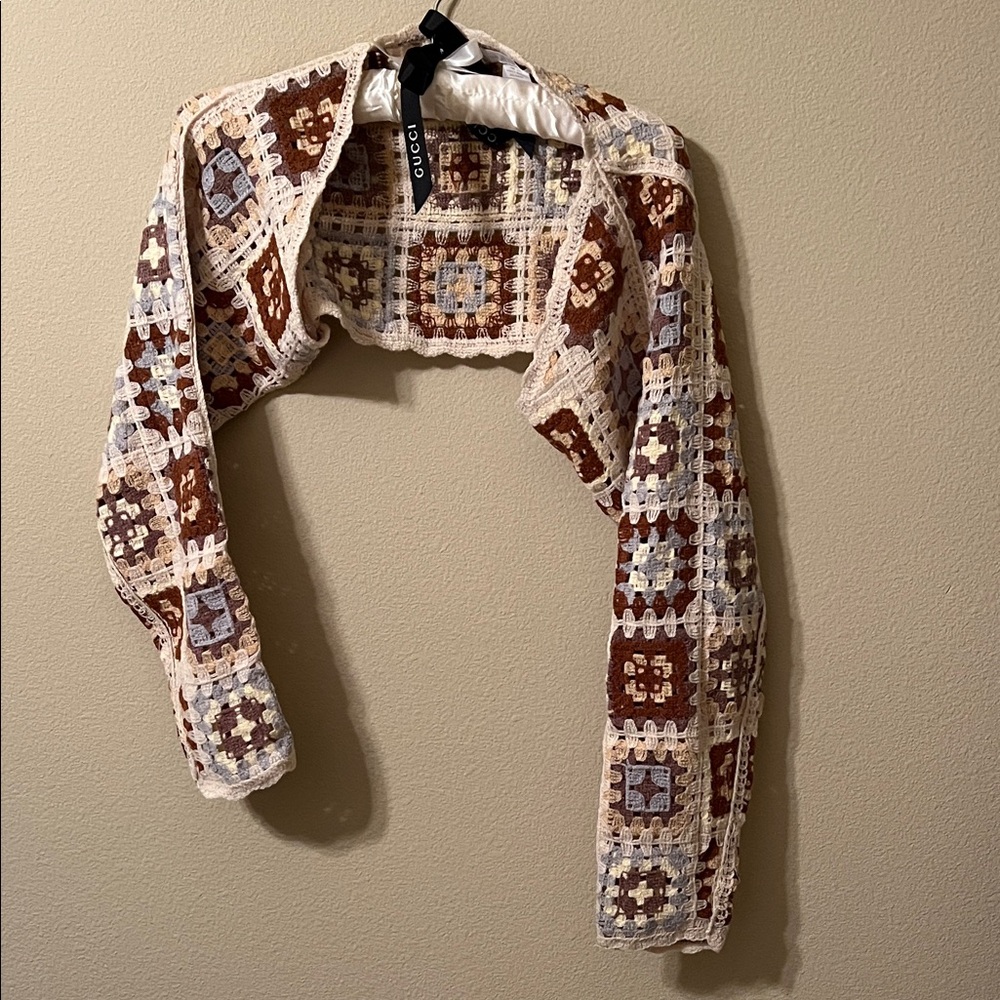 White Textured Tube Top with Crochet Cardigan